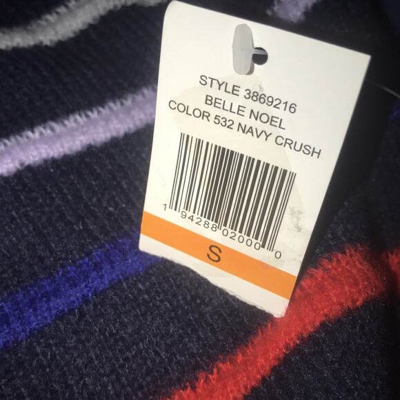 NWT Court & Rowe Striped Navy Crush Crewneck Sweater Small Winter Cold Weather - Picture 4 of 7